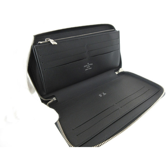 Louis Vuitton Leather Taiga Wallet Noir Zippy Black NM Organizer Long - Picture 4 of 6